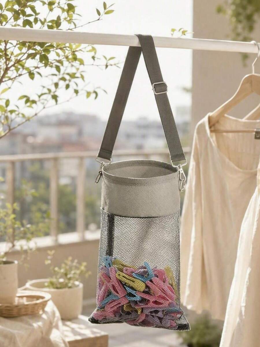Haus Hana Mesh Drawstring Hanging Clothespin Holder Bag Laundry Storage Organizer For Outdoor Bathroom Dorm Room Home - Multicolor - View 1