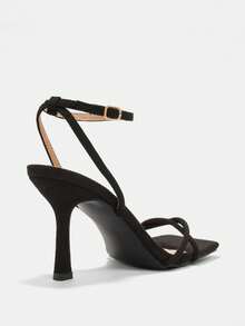 Glitzique Women's Black Square Toe Cross Strap Ankle Buckle High Heel Sandals Date Night Dinner Fall Shoes - Black - View 9