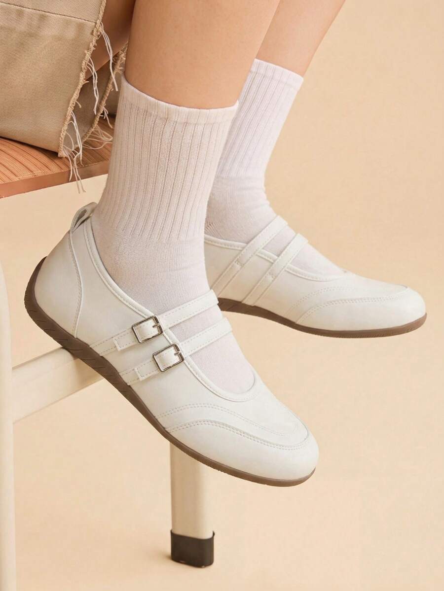 CUCCOO EASI Women's Shoes Spring And Autumn Fashion Simple And Comfortable Round Toe Flat Bottom Versatile Casual Shoes Fall Shoes - White - View 1