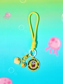 SpongeBob SquarePants | SHEIN 1Pc SpongeBob Yellow Love Bell Lanyard Keychain Headphone Pendant Bag Pendant - Multicolor - View 3