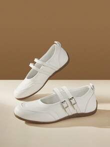 CUCCOO EASI Women's Shoes Spring And Autumn Fashion Simple And Comfortable Round Toe Flat Bottom Versatile Casual Shoes Fall Shoes - White - View 9