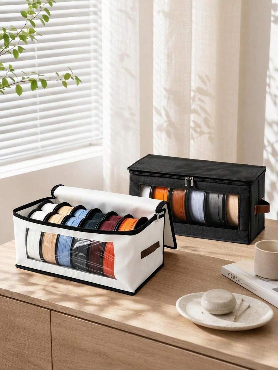 Haus Hana Foldable Storage Box With Clear Window Large Capacity Clothes Organizer For Wardrobe Bedroom Fabric Collapsible Container Unit - Black - View 1