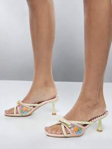 SHEIN SHUZIA Women's Wide Fit Ladies Sexy Stiletto Heel Slip-On Sandals - Multicolor - View 2