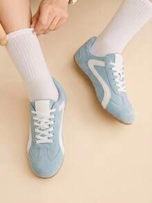 CUCCOO EASI Women's Flat Shoes Daily Wear Light And Comfortable Lace-Up Casual Shoes Fall Shoes - Blue - View 3
