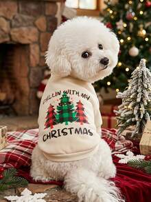 PETSIN 1 Pc Pet Christmas Cat Dog Universal Christmas Tree "Merry Christmas" English Pattern Printed Apricot Fleece Warm And Comfortable Dog Christmas - Multicolor - View 3
