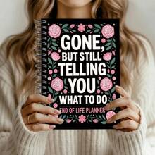 1Pc "Gone But Still Telling You What To Do" Floral End Of Life Planner, 14*21cm Last Wishes & Estate Organizer, Thoughtful Funeral Planning Gift For Seniors & Adults - A - View 3