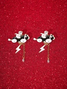 Betty Boop x SHEIN A Pair Of New Creative Cartoon Earrings, IP Joint Design, Lovely Personality, Simple And Generous, Can Also Be Used As Accessories, Suitable For Vario - Gold - View 2