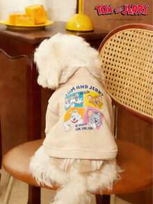 TOM & JERRY X PETSIN 1PC Pet Sweater In Beige, Universal For Cats And Dogs, Soft Hoodie Style, Suitable For Small Dogs As A Comfortable Clothing Item For Spring And Autumn, Warm And Cute - Beige - View 3