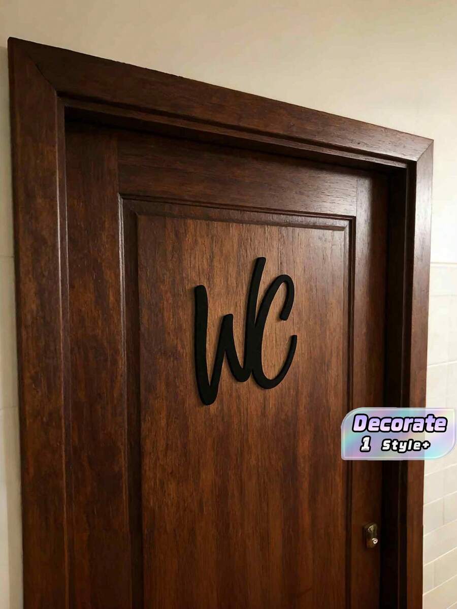 1PC Universal Size Metal Rustproof Durable Easy Hang Elegant Black WC Bathroom Toilet Sign Wall Art Decor For Home Office Indoor Modern Creative Unique Design All Season Gift - one-size - View 1