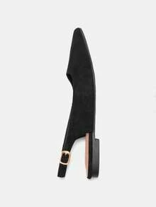 Bholvia Women's Closed Toe Rear Empty Pointed Flats Fall Shoes - Black 1 - View 6