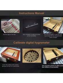 Wooden Cigar Box With Lid, Thermostatic And Moisturizing Box, Transparent With Glass Display, In Stock Cigar Box - Solid Color - View 6
