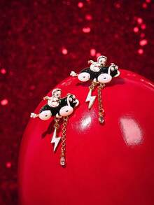 Betty Boop x SHEIN A Pair Of New Creative Cartoon Earrings, IP Joint Design, Lovely Personality, Simple And Generous, Can Also Be Used As Accessories, Suitable For Vario - Gold - View 1