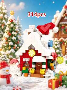 Cute Christmas Mini House Building Bricks Kit, 9 Different Xmas Themed Models With Santa, Snowman, Reindeer, Gingerbread House, DIY Desktop Ornament, Christmas Holiday Present - Multicolor - View 18
