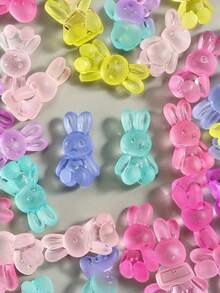 Matte Bunny Shaped Acrylic Spacer Beads With Horizontal Holes, DIY Craft Supplies For Bracelet, Necklace & Keychain Making - Multicolor - View 2
