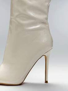 SHUZIA Women's Minimalist Stiletto Heeled Slouchy Boots For Christmas - Beige - View 7