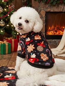 PETSIN 1 Pet Christmas Cat Dog Universal Red Navy Blue Christmas Tree Snowflake Fair Isle Pattern Print Plush Warm And Comfortable Dog Christmas - Multicolor - View 3