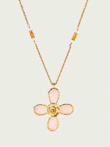 Glisma Powder Crystal Four-Leaf Flower Set Bracelet Necklace, Daily Versatile - gold dust - View 5