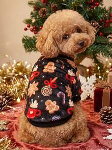 PETSIN 1 Pet Christmas Cat Dog Universal Red Navy Blue Christmas Tree Snowflake Fair Isle Pattern Print Plush Warm And Comfortable Dog Christmas - Multicolor - View 4