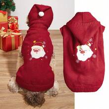 PETSIN Xmas Embroidered Santa Dog Hoodie Warm Knit Christmas Pet Sweater - Multicolor - View 20