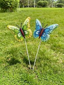 2PCS Metal Waterproof Anti Fade Hand Painted Colorful Butterfly Garden Stakes Ornament Bright Multicolor Art Pattern Plant Pot Yard Patio Lawn Outdoor Spring Summer Decor - View 8