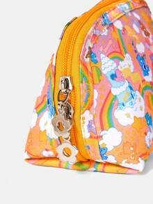 SHEIN X Care Bears 1 Cartoon Pattern Cosmetic Bag, Portable Zipper Cosmetic Storage Bag, Multi-Functional Finishing Bag, Lightweight Travel Bag - Multicolor - Orange Pink - View 5