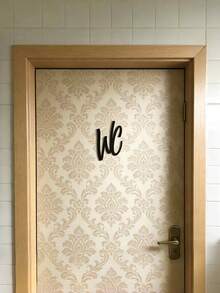 1PC Universal Size Metal Rustproof Durable Easy Hang Elegant Black WC Bathroom Toilet Sign Wall Art Decor For Home Office Indoor Modern Creative Unique Design All Season Gift - one-size - View 4