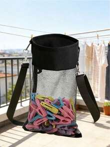Haus Hana Mesh Drawstring Hanging Clothespin Holder Bag Laundry Storage Organizer For Outdoor Bathroom Dorm Room Home - Multicolor - View 12
