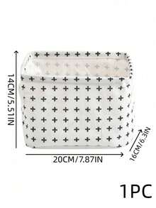 Haus Hana 1Pc/2Pcs/3Pcs Pattern Cotton Linen Fabric Storage Box, Durable Cotton Linen Material With Three Classic Printed Motifs. Portable Foldable Tidying Case For Vanity Table Use, Indoor Corner Clutter Sorting Accessory For Home Personal Item Collection. - Multicolor - View 22