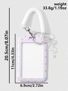 ROMWE Anime 1 Creative Fashion Simple Pink Purple Acrylic Hollow Bead Chain Spring Rope Star Polka Dot Card Cover DIY Keychain Bag Pendant, Holiday Gift - Pink purple - View 3