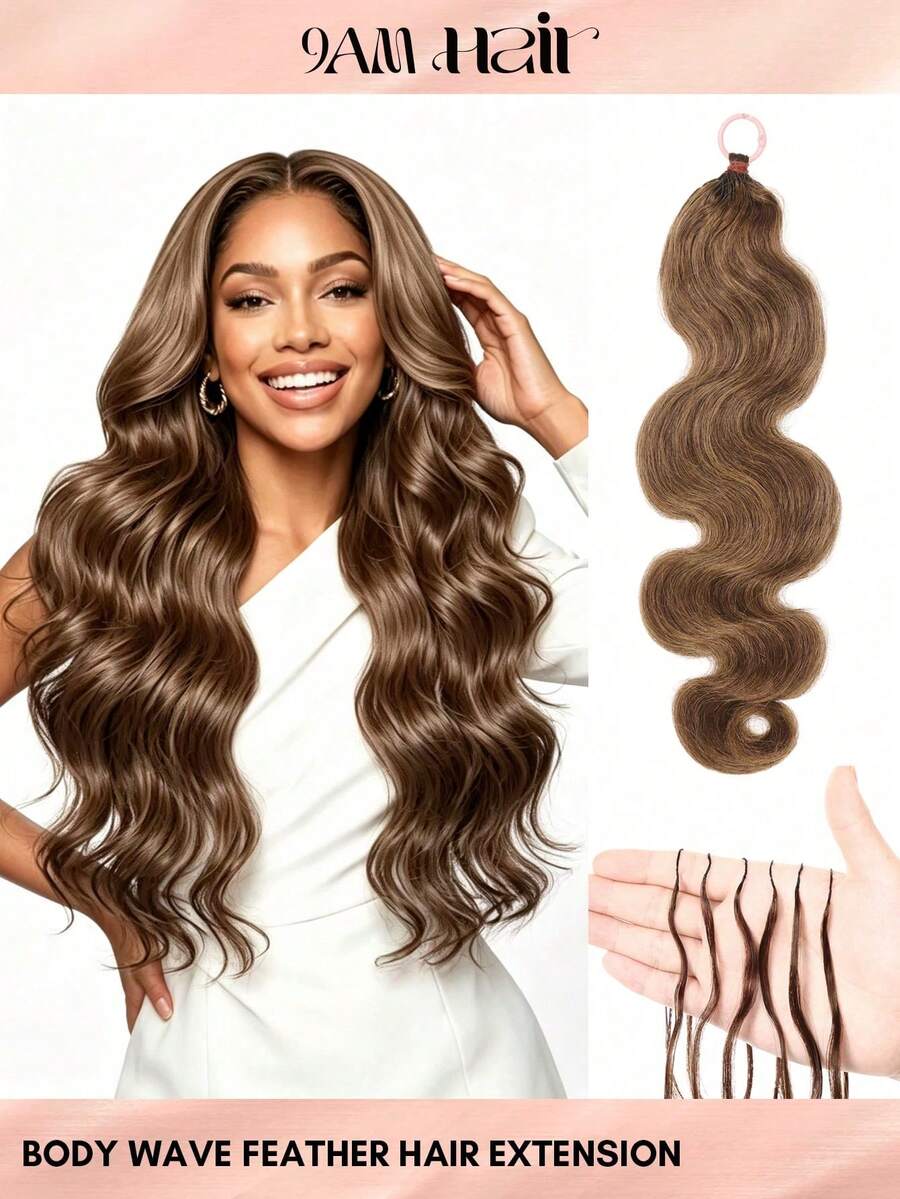 Rambut Manusia Gaya Boho Braids Feather Crochet Warna Pirang Madu #30 Body Wave, Ekstensi Rambut Manusia Tanpa Simpul yang Sudah Terpisah, Rambut Crochet Buatan Tangan untuk Kepang, Sudah Terikat, Panjang 16-22 Inci - S30 - View 1