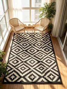 5ft X 8ft Waterproof Outdoor Rug, Reversible Plastic Straw Indoor Outdoor Patio Carpet For RV, Porch, Deck, Backyard, Camper, Balcony, Picnic, Grey And White - multicolor - View 7