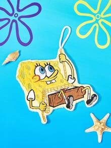 SpongeBob SquarePants | Joivida 1件裝卡通海綿寶寶嬰兒手巾，立體刺繡毛絨手巾，可懸掛吸水快乾手巾，可愛家居裝飾手巾，適用浴室與廚房，適合居家日常使用與軟裝佈置 - 黃色 - 查看 2