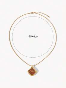 Opalesca Classic Minimalist Style Rhombus Watch With A Delicate Gold Chain, Fashionable And Versatile. It Is Suitable For Daily, Stacking, Birthday Gifts. - Red - View 6