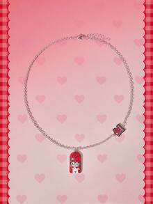 HELLO KITTY AND FRIENDS | SHEIN New Creative Cartoon Pattern Printed Pendant Necklace, Lovely Personality, Simple And Generous, Suitable For All Kinds Of Parties, Concerts, Festivals - Platinum - View 1
