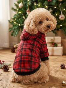 PETSIN 1 buah Sweatshirt Hewan Peliharaan Motif Kotak-kotak Merah & Hitam, Natal - MultiWarna - View 5