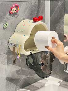 1PC Cloud Shape Tissue Box Wall Mounted Toilet Paper Holder Adhesive No Drill Waterproof Bathroom Storage Container For Kitchen Office Home Decorative Napkin Dispenser - Multicolor - View 4