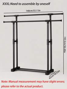 1pc Freestanding Clothes Drying Rack, Simple Balcony Laundry Hanger, Bedroom Storage Clothes Hanging Rod, Indoor Garment Rack - Black - View 14
