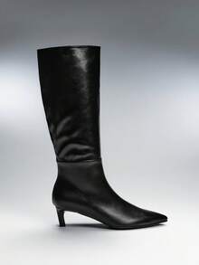 SHEIN SHUZIA Women's Pointed Toe Slim Fit Knee-High Boots For Autumn/Winter - Simple And Stylish For Commuting - Versatile And Fashionable - Black - View 2