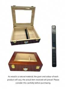 Wooden Cigar Box With Lid, Thermostatic And Moisturizing Box, Transparent With Glass Display, In Stock Cigar Box - Solid Color - View 11