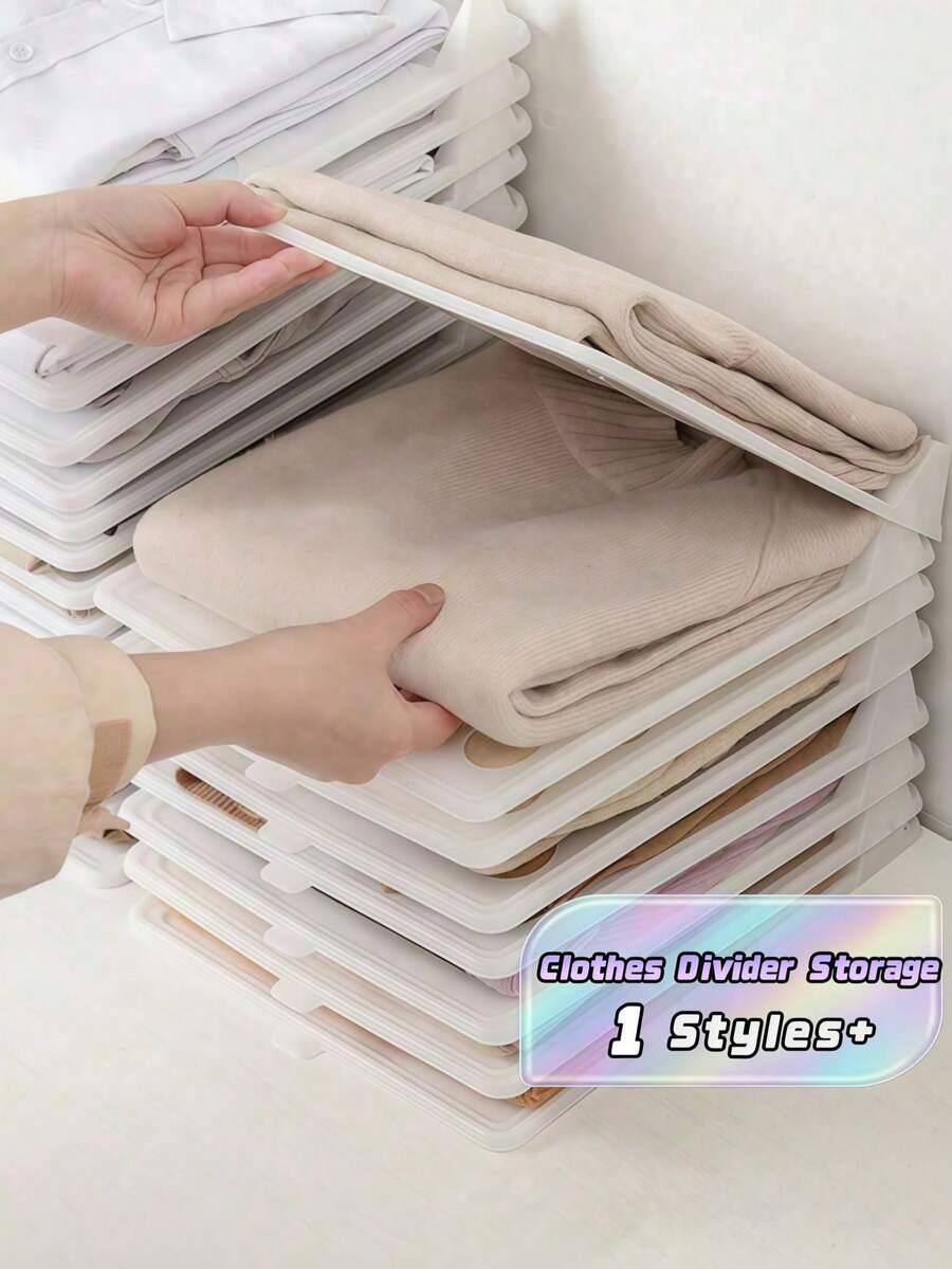 10PCS Clothes Folding Board Plastic Storage Box And Organizer Rack For Home Wardrobe Bathroom Laundry Room Storage - White - View 1
