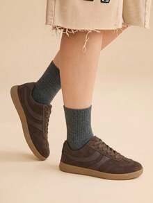 CUCCOO EASI Women's Flat Shoes Fashion Versatile Casual Simple Board Shoes Fall Shoes - Chocolate Brown - View 3