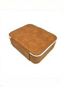 Portable Jewelry Box PU Leather Velvet Lining With Mirror Button Closure Earring Stud Ring Necklace Organizer Exquisite Compact Travel Case Thanksgiving Gift For Women Girls Home Dresser Trip - a - View 8