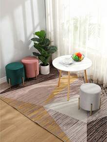 1PC Compact Size Metal Frame Round Fabric Low Stool Ottoman With Non Slip Base Modern Minimalist Design Seating For Living Room Entryway Shoe Changing Creative Side Table Alternative Small Space Decor Essential - Multicolor - View 8