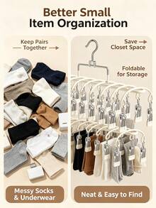 20-Clip Metal Drying Rack, Bra & Underwear Hanger With Clips, Sturdy Balcony Clothes Drying Rack For Socks, Bras, Underwear, Clothes (Slight Color Difference Due To Batch Variation, Does Not Affect Normal Use) - Multicolor - View 5