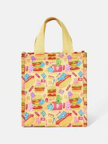 SHEIN X Care Bears Pink Gingham Print Lunch Bag, Cute Character Print Insulated Food Bag - Hamburg - View 1