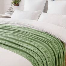 Cirelle Cozy Knitted Throw Blanket For Couch Sofa, Green Decorative Blanket With Fringe Tassels, Texture Cable Knit Wave Pattern Throw For Chair Bed Living Room, Soft Light Weight Warm Decorative Home Decor - Green - View 5