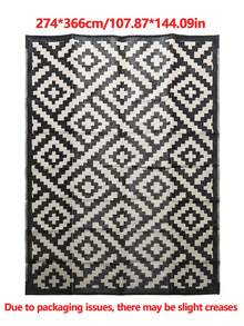 5ft X 8ft Waterproof Outdoor Rug, Reversible Plastic Straw Indoor Outdoor Patio Carpet For RV, Porch, Deck, Backyard, Camper, Balcony, Picnic, Grey And White - multicolor - View 9
