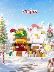 Cute Christmas Mini House Building Bricks Kit, 9 Different Xmas Themed Models With Santa, Snowman, Reindeer, Gingerbread House, DIY Desktop Ornament, Christmas Holiday Present - Multicolor - View 16