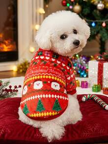 PETSIN 1 Pc Pet Christmas Without Hat Christmas Tree Santa Claus Flannel Pet Clothing - Multicolor - View 3