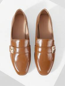 MOTF PREMIUM WOMEN PU LEATHER METAL DETAIL FLATS - Camel - View 1